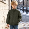 thumbnail image 4 of DJDLJWCJ Boys Winter Coat Fleece Lined Thicken Warm Quilted Jacket Solid Color Comforty Down Jacket Army Green Size 11, 4 of 9
