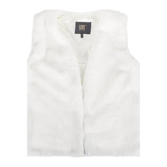 Faux Rabbit Fur Vest - Off White - Large