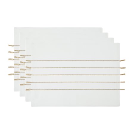 

White and Stone Stripe Tassel Placemat (Set of 4)