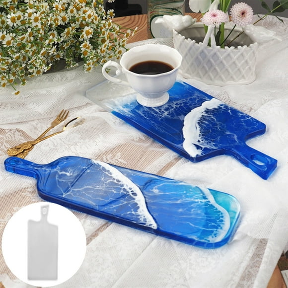 Koszal DIY Crystal Epoxy Silicone Mold Rectangular Handle Tray Handmade Mirror Mould