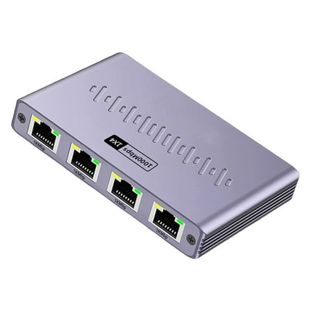 Sinyiin Multiple Device Ethernet Splitter 4 Port Gigabit Speed Networking Hub Aluminum Housing for Home Office Connection