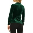 thumbnail image 3 of Allegra K Women's Point Collar Long Sleeve Button Velvet Shirt, 3 of 5