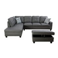 thumbnail image 4 of Ainehome Furniture Dark Grey Leather Sectinal Sofa Set, L-Shaped Modern & Contemporary Sofa with Chaise Storage Ottoman for Living Room Furniture - Left Hand Facing, 4 of 7