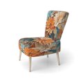 thumbnail image 3 of Designart "Orange Teal botanic Whirlwind I" Orange Abstract Upholstered Accent Chair - Modern Arm Chair For Bedroom, 3 of 5