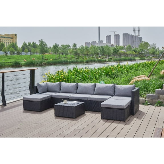 Kingway 101'' Wicker Outdoor Patio Sectional