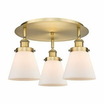 Innovations Lighting  Cone - 3 Light 18" Flush Mount Brushed Brass/Matte White