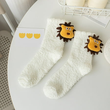 

Soighxzc Womens Coral Socks Autumn And Winter Cute Thick Piled Thermal Floor Socks