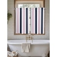 thumbnail image 7 of Tier Curtains 45 Inches Long, Pink Navy Blue Striped Window Treatment Curtain Drapes, Farmhouse Stripe Art Window Half Privacy Curtains for Bedroom Bathroom, 42"x45", 2 Panels, 7 of 7