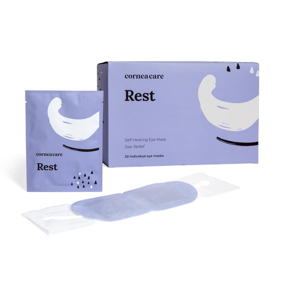 CorneaCare Rest: Self-Heating Warm Compress Eye Mask, 30 Count