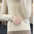 thumbnail image 7 of FDGIU Women's V Neck Cable Knit Sweater, Rib Hem Long Sleeve Loose Fit Pullover Tops Casual Knit Blouses, 7 of 7