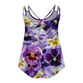 thumbnail image 3 of Sleeveless Cami Tops For Womens Spaghetti Straps Sexy Pleated Tank Tops Women Petal Print T-Shirt Casual Comfy T-ShirtsWomens Crew Neck Top, 3 of 5
