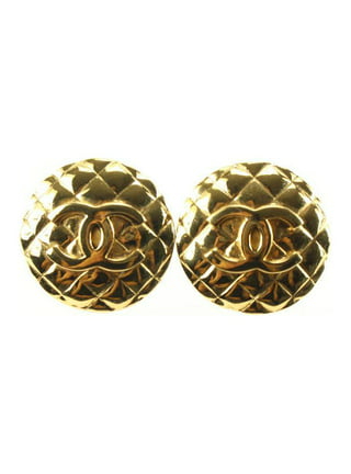 Chanel Vintage Gold Plated CC Crystal Clip on Earrings