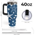 thumbnail image 3 of Sea Stars And Shells 40oz Tumbler with Straw And Lid Insulated Stainless Steel Travel Tumbler Coffee Cup Mug Water Bottle with Handle, Fits in Car Cup Holder, 3 of 6