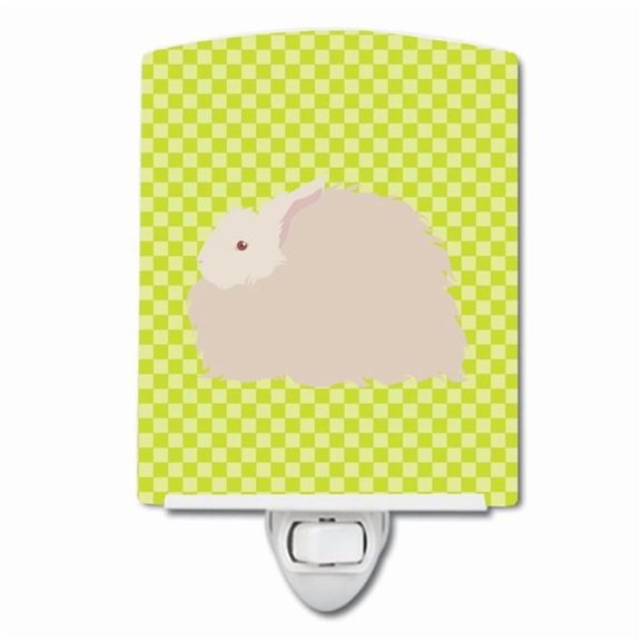Caroline's Treasures BB7785CNL Fluffy Angora Rabbit Green Ceramic Night Light, 6x4x3", multicolor