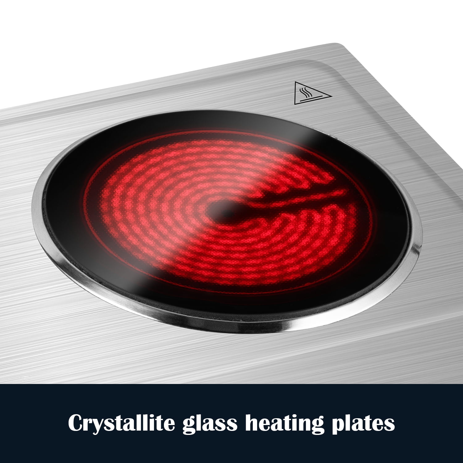 Double Hot Plate, CUSIMAX 1800W Portable Ceramic – Dual Infrared Cooktop with Independent Controls, Stainless Steel & Glass Electric Burner for Countertop Cooking, Upgraded Silver Design