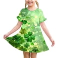 thumbnail image 1 of Niñas Vestido de Día de San Patricio 3-12 Años Niños Niños Verano Casual Cuello Redondo Manga Corta, 1 of 9