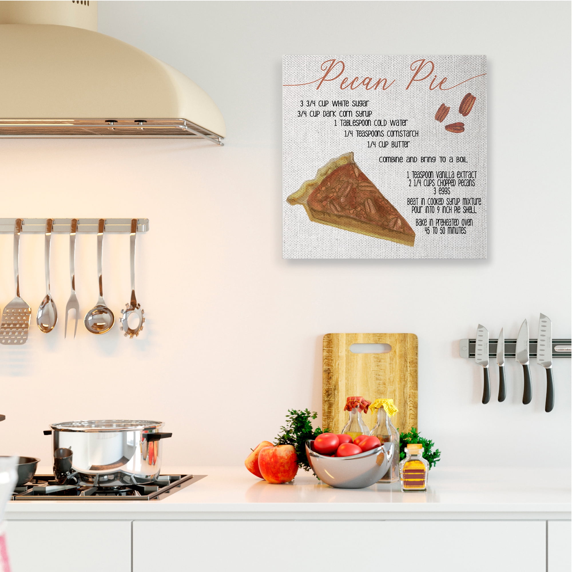 Stupell Industries Charming Pecan Pie Recipe Autumn Harvest Dessert Canvas Wall Art, 36 x 36, Design by Daphne Polselli