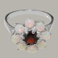 thumbnail image 5 of LBG British Made 14k White Gold Real Genuine Garnet & Opal Womens Statement Ring - 33 size options - Size 8.25, 5 of 6
