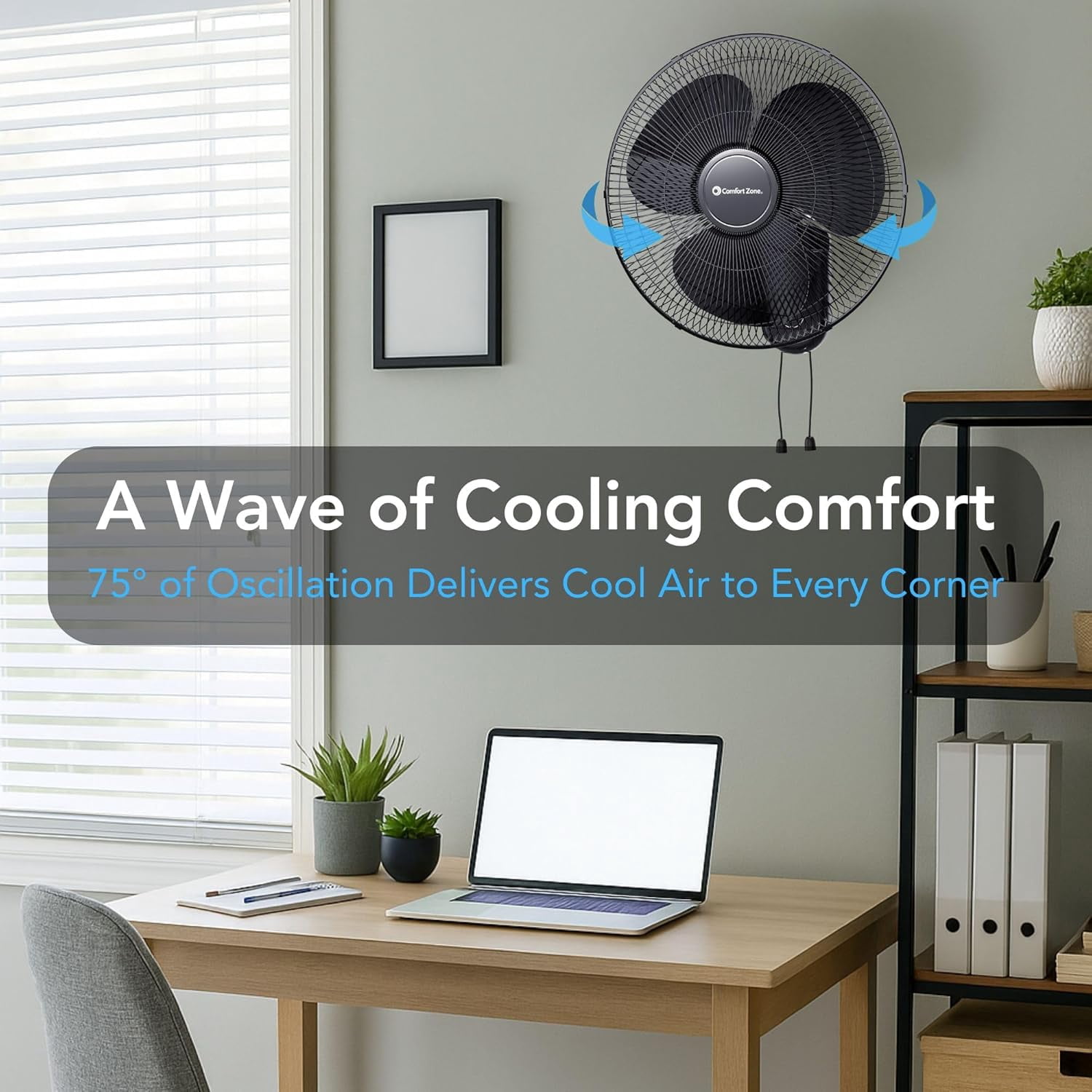 Comfort Zone 16" Wall Mount Fan, Black