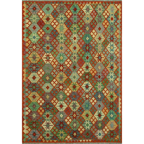 Sangat Yasmine Rust/Gold Rug, 6'9" x 9'8"