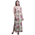 thumbnail image 1 of Bimba Floral Ladies Crew Neck Waist String Print Maxi Dress with Side Slits Summer Wear-X-Small, 1 of 6