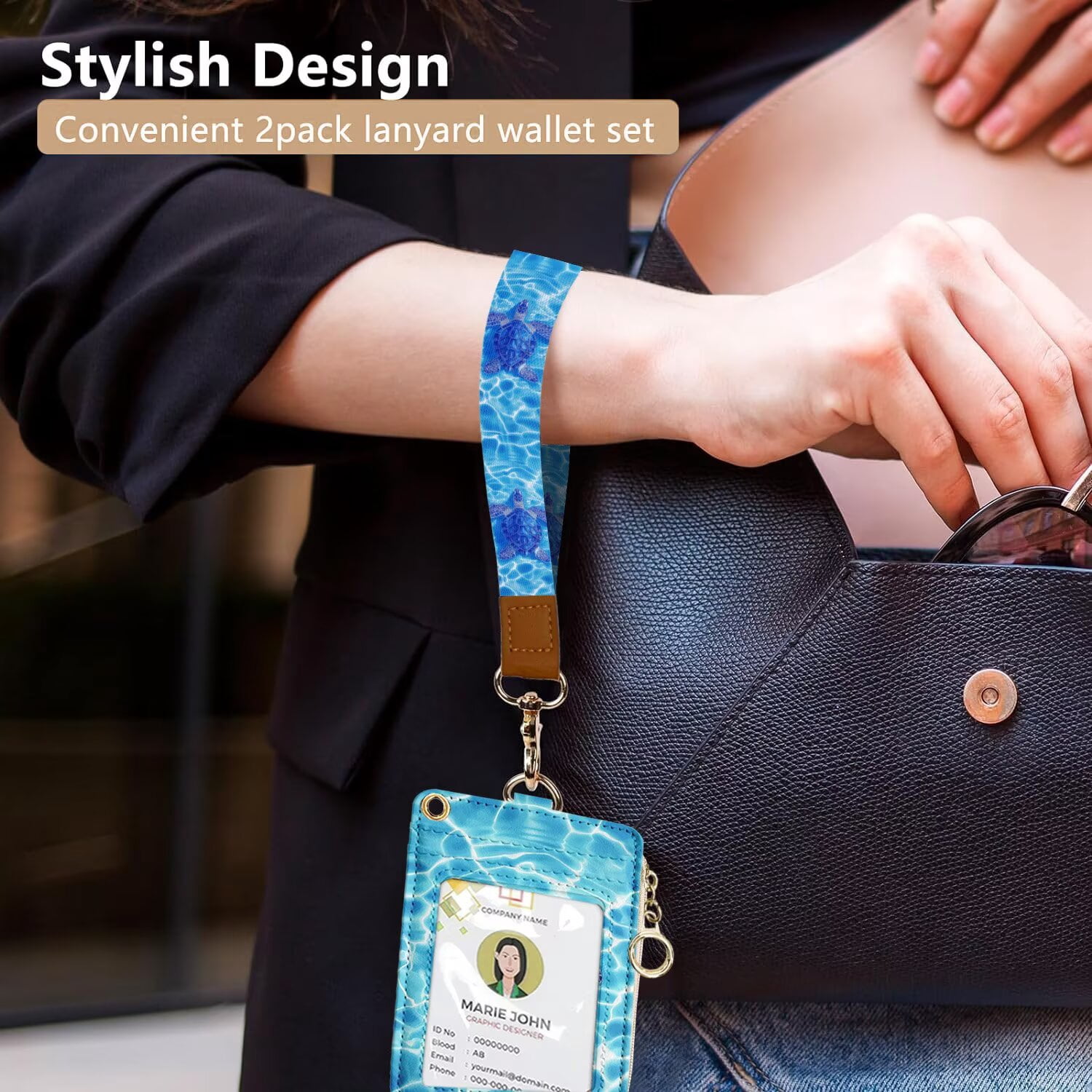Fintie 2-in-1 ID Badge Holder & Lanyard Wallet – RFID Protected Card Holder With Wrist & Neck Strap