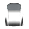 thumbnail image 6 of HOMBOM Womens T-Shirts Striped Gray Tunic Tops Crew Neck Fall Tops Relaxed Fit Long Sleeve for Ladies, 6 of 7