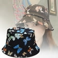 thumbnail image 2 of dianhelloya  Butterfly Print Fisherman Hat Summer Cotton Double-sided Outdoor Bucket Sun Cap Bucket Hat Reversible, 2 of 2