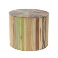 thumbnail image 6 of DecMode 22" x 18" Brown Reclaimed Wood Handmade Pinwheel Drum Starburst Accent Table with Colorful Painted Accents, 1-Piece, 6 of 14