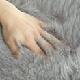 thumbnail image 5 of Lanco Fluffy Sheepskin Faux Fur Shag Area Rug, Grey, 30x46, 5 of 5