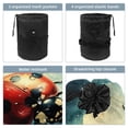 thumbnail image 3 of PhooArto Travel Cosmetic Bags Barrel Makeup Bag, Multifunctional Toiletry Bucket Bags Round Organizer Storage Pocket, Ladybugs on Blue Galaxy, 3 of 6
