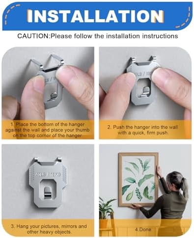 40Pcs Drywall Picture Hanger Claw: Holds Up to 40Lbs Easy Tool-Free Nail-Free Wall Hooks for Hanging Picture Mirror Photo Poster Kit - No Damage Heavy Duty Wall Hanger for Room Office Decor