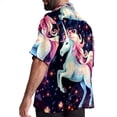 thumbnail image 3 of Starry Unicorn Men's Short Sleeve Hawaiian Shirt, Poplin Casual Printed Button Down, Summer Beach Unisex Shirts, 3 of 6