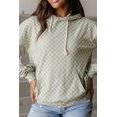 thumbnail image 6 of Women's Green Checkered Print Kangaroo Pocket Drawstring Hoodie - [ZhiHiMeRi] | (US 16-18)XL, 6 of 12