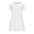 thumbnail image 6 of Fewfanho Summer Dresses for Women Plus Size V Neck Short Sleeve A Line Ruffle Hem Babydoll Flowy Dress, 6 of 7