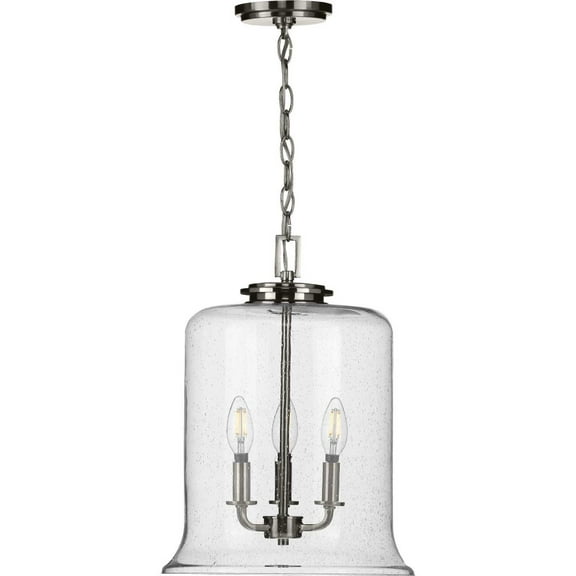 Progress Lighting Winslett 3-Light Pendant, Brushed Nickel, Seeded Glass Shade