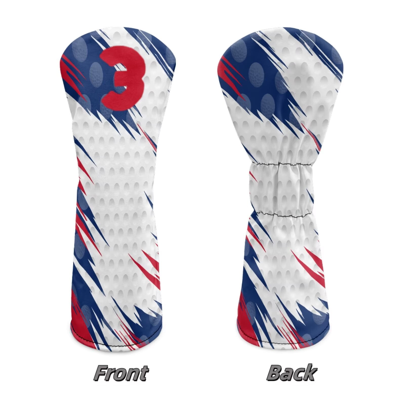 Uorisanigo Golf Club Head Covers Headcovers Premium Leather Golf Ball Print Driver Fairway Wood Hybrid Blade Mallet Putter Cover Wood Head Cover Elastic Accessories, 3 Pcs