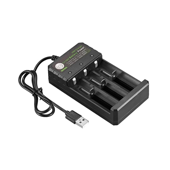 18650 Battery Charger, 3-Slot USB Fast Charge Smart Universal Charger Powered for Home, 3.7V Li-ion Rechargeable Battery Charger for 14500 16340 18350 26650 21700