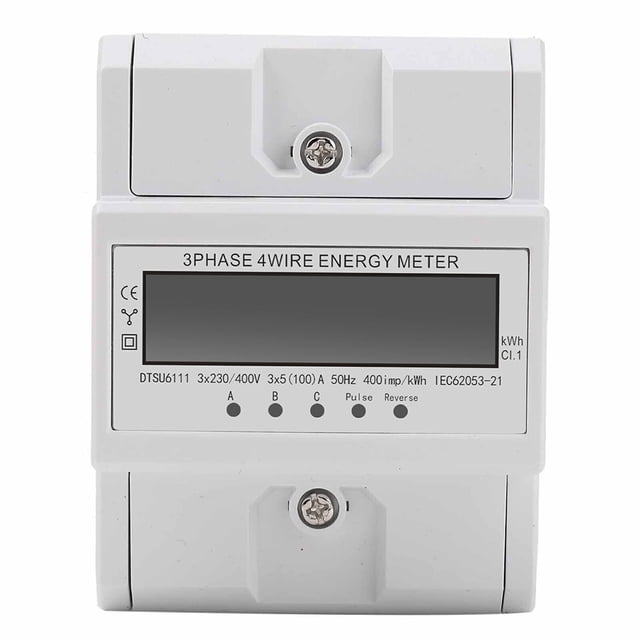 Medidor Eléctrico Trifásico 4 Cables Carril Din Pantalla Digital LCD