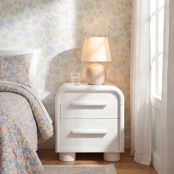 Modway Bellamy Curved 2-Drawer Nightstand in White Matte
