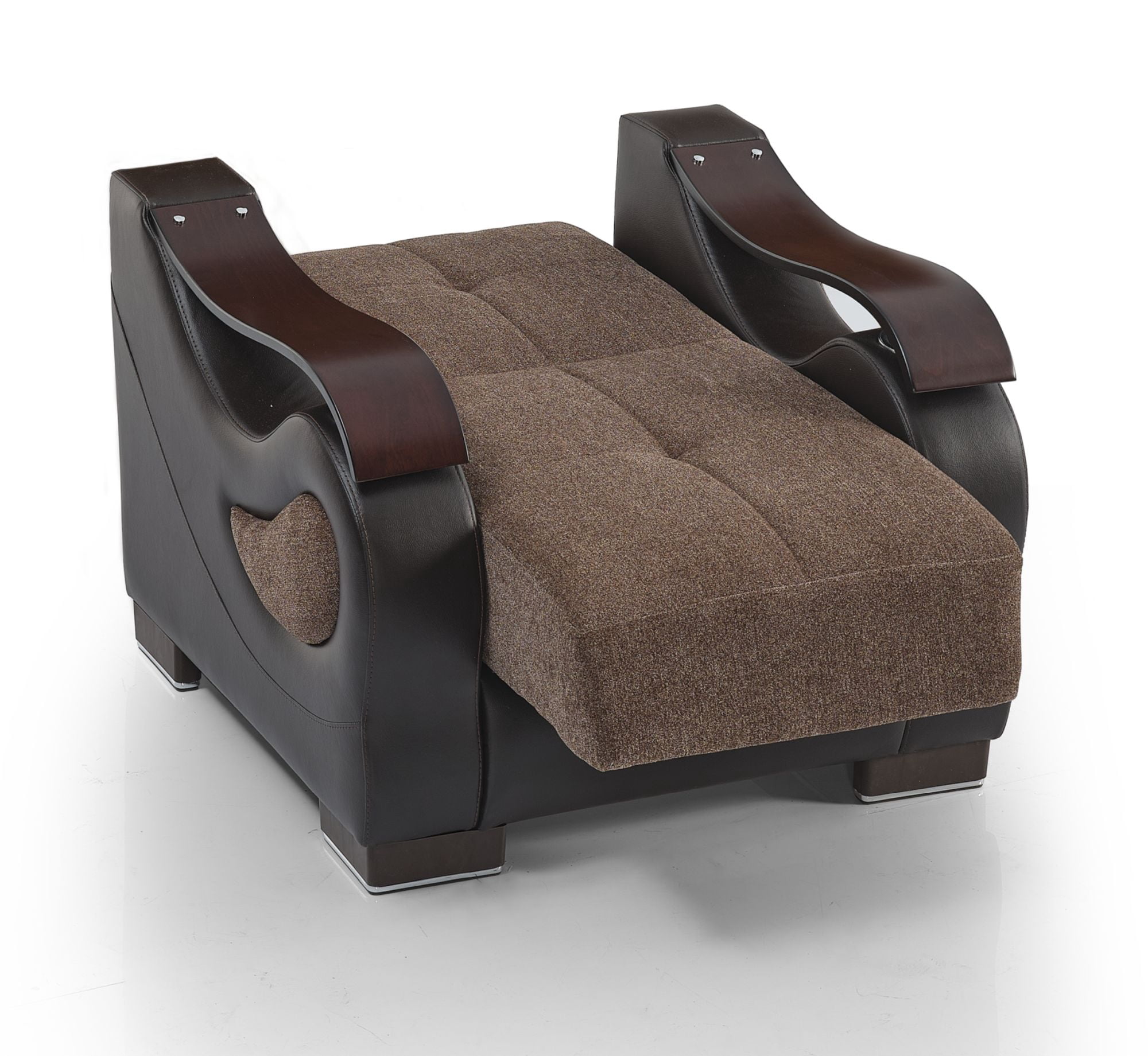 Ottomanson Convertible Accent Armchair with Hidden Storage, Firm Comfort Seating, Brown