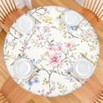 thumbnail image 2 of Pioneer Flower Floral Print Pattern Round Fitted Tablecloth with Elastic Edge,Dining Table Cover Waterproof,Outdoor Round Tablecloth for Camping,Dining,Indoor and Outdoor, 2 of 7