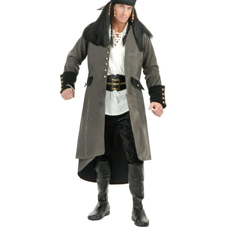 Adult's Treasure Island Pirate Grey Faux Suede Duster Jacket Trench Coat
