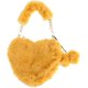 thumbnail image 1 of Shoulder Bag Faux Fur Purse Heart Shaped Purse Furry Clutch Fluffy Handbag for Women-Yellow, 1 of 5