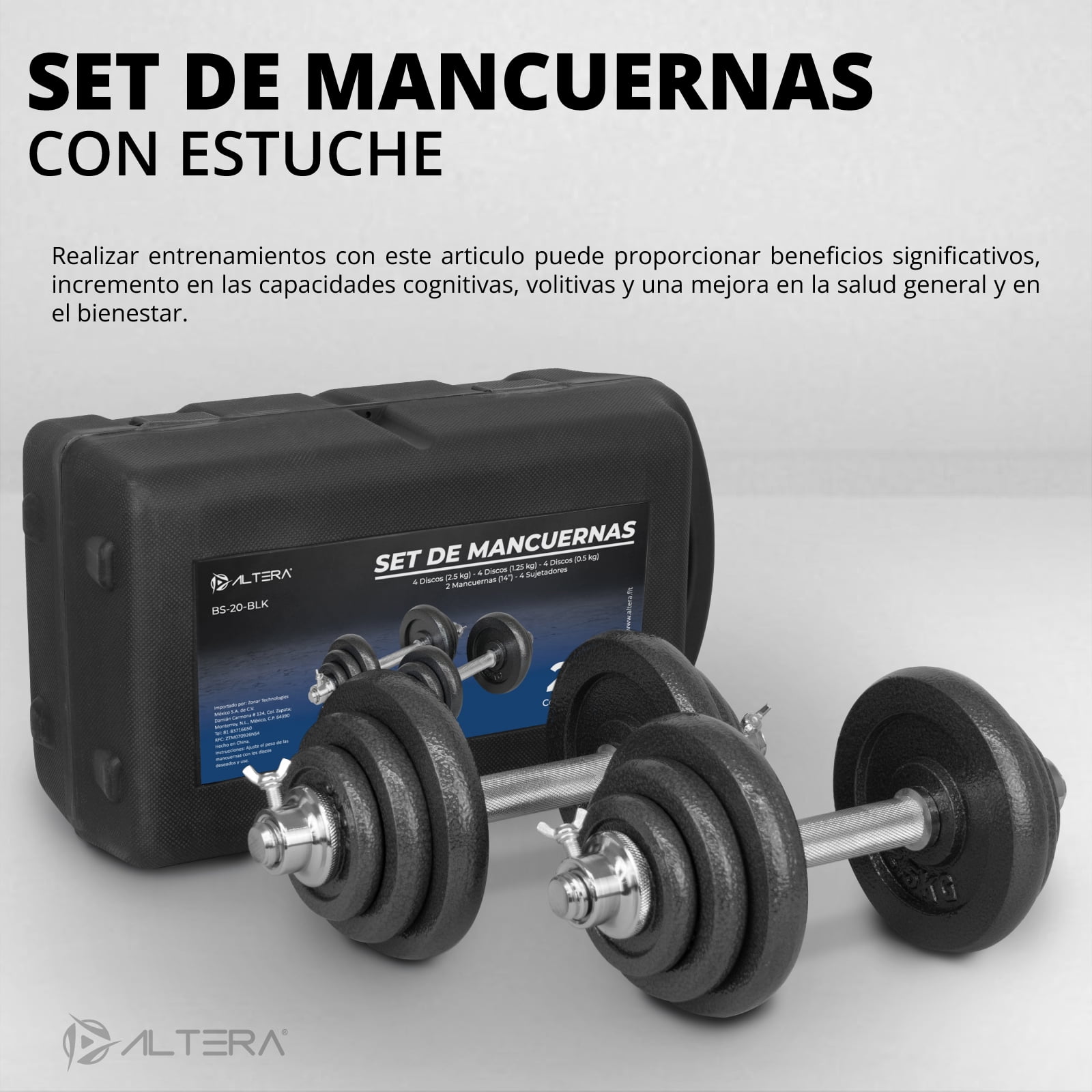 Set de Mancuernas 20kg Altera Fitness 20KG-PL Mancuernas con peso