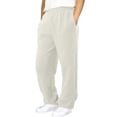 thumbnail image 3 of Men's Casual Pants Men’ s Small Quilted Warm Casual Pants Lined Sweatpants Wide Straight Leg Bottom Sweatpants Joggers Workout High Waisted Yoga With Pockets Beige 3XL, 3 of 7