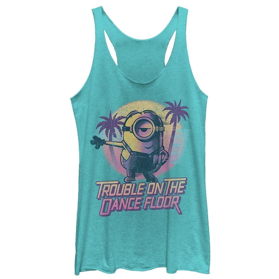 Women's Despicable Me 3 Minions Dance Floor  Racerback Tank Top Tahiti Blue Small