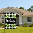 thumbnail image 2 of Amhnf Linen Garden Flag Welcome With Floral And Plaid Design For Home Outdoor Garden Yard Decor 12x18 inch, 2 of 5