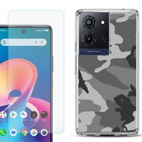 Phone Case for TCL K33 5G, with Screen Protector, by OneToughShield - Camo B/W