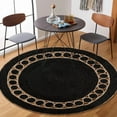 thumbnail image 5 of Round Natural Jute Rug, Rustic Boho Coastal Farmhouse Reversible Mat, Black Natural, 9 FT, 5 of 5